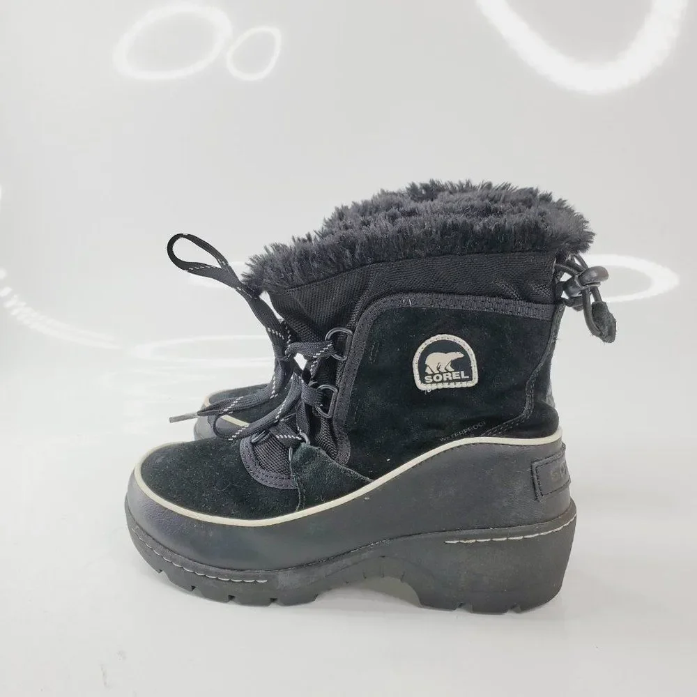 Sorel Girl's Black Torino NY2636-010 Lace Up Ankle Winter Snow Boots Size US 4